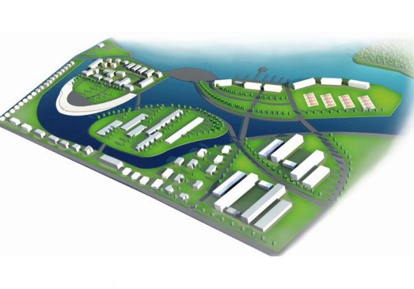 Futurystyczna urbanistyka wyspy mieszkalne